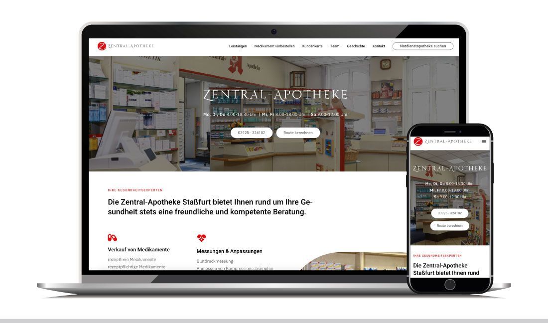 Webdesign für die Staßfurter Zentral-Apotheke in Sachsen-Anhalt