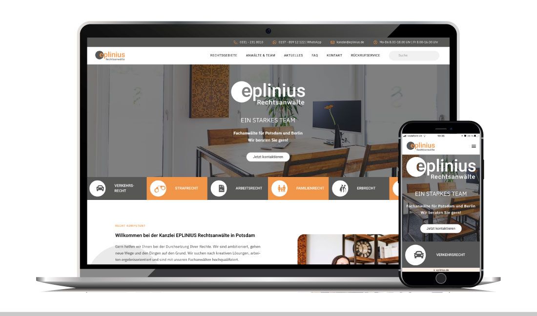 Webdesign für EPLINIUS Rechtsanwälte und Webseitenbetreuung in Potsdam
